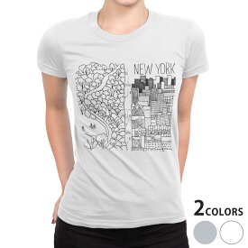 tシャツ レディース 半袖 白地 デザイン S M L XL Tシャツ ティーシャツ T shirt 014199 ニューヨーク　風景