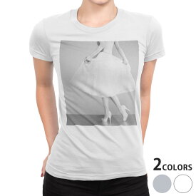 tシャツ レディース 半袖 白地 デザイン S M L XL Tシャツ ティーシャツ T shirt 014527 ドレス　靴　モノクロ