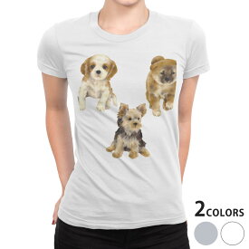 tシャツ レディース 半袖 白地 デザイン S M L XL Tシャツ ティーシャツ T shirt 014619 犬　動物　アニマル