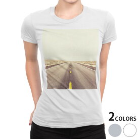 tシャツ レディース 半袖 白地 デザイン S M L XL Tシャツ ティーシャツ T shirt 014907 道路　景色