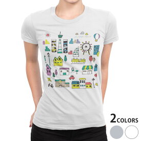 tシャツ レディース 半袖 白地 デザイン S M L XL Tシャツ ティーシャツ T shirt 014917 イラスト　東京　かわいい