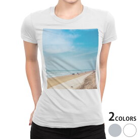 tシャツ レディース 半袖 白地 デザイン S M L XL Tシャツ ティーシャツ T shirt 014929 自然　景色　風景　海　夏
