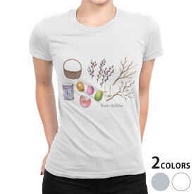 tシャツ レディース 半袖 白地 デザイン S M L XL Tシャツ ティーシャツ T shirt 015321 1 イースター たまご とり ケーキ パステル