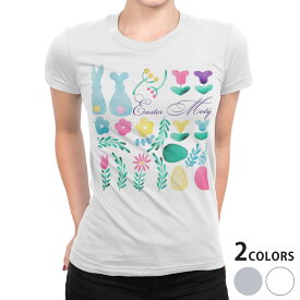 tシャツ レディース 半袖 白地 デザイン S M L XL Tシャツ ティーシャツ T shirt 015326 1 イースター たまご とり ケーキ パステル