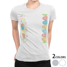 tシャツ レディース 半袖 白地 デザイン S M L XL Tシャツ ティーシャツ T shirt 015396 1 イースター たまご とり うさぎ パステル