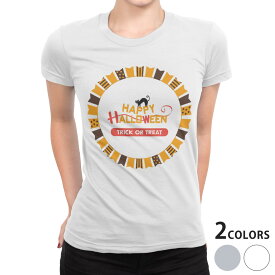 tシャツ レディース 半袖 白地 デザイン S M L XL Tシャツ ティーシャツ T shirt 015411 ハロウィン　カボチャ　お菓子　英字
