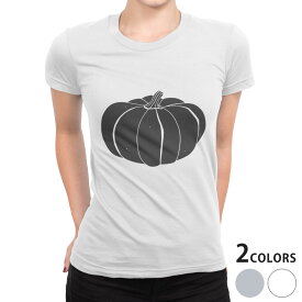 tシャツ レディース 半袖 白地 デザイン S M L XL Tシャツ ティーシャツ T shirt 015741 かぼちゃ　食べ物　野菜　モノクロ