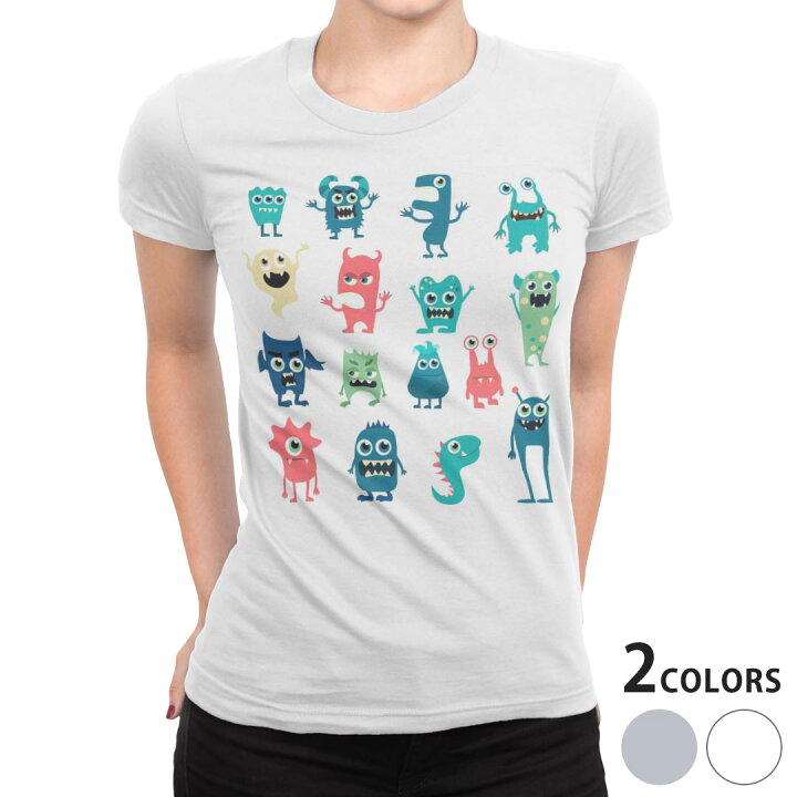 楽天市場 Tシャツ レディース 半袖 白地 デザイン S M L Xl Tシャツ ティーシャツ T Shirt おばけ 宇宙人 キャラクター かわいい Kabeコレ