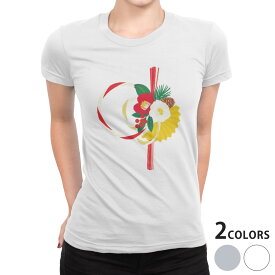 tシャツ レディース 半袖 白地 デザイン S M L XL Tシャツ ティーシャツ T shirt 015800 正月　飾り　門松
