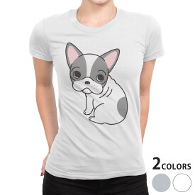 tシャツ レディース 半袖 白地 デザイン S M L XL Tシャツ ティーシャツ T shirt 016081 犬　かわいい　ブルドック
