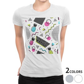 tシャツ レディース 半袖 白地 デザイン S M L XL Tシャツ ティーシャツ T shirt 016117 パイナップル　柄