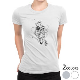tシャツ レディース 半袖 白地 デザイン S M L XL Tシャツ ティーシャツ T shirt 016138 宇宙飛行士