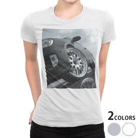 tシャツ レディース 半袖 白地 デザイン S M L XL Tシャツ ティーシャツ T shirt 016152 車　風景　写真