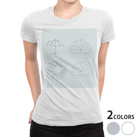 tシャツ レディース 半袖 白地 デザイン S M L XL Tシャツ ティーシャツ T shirt 016325 傘　梅雨　モノクロ