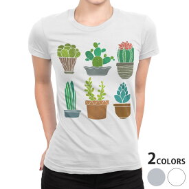 tシャツ レディース 半袖 白地 デザイン S M L XL Tシャツ ティーシャツ T shirt 016472 サボテン　植物