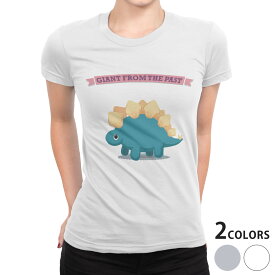 tシャツ レディース 半袖 白地 デザイン S M L XL Tシャツ ティーシャツ T shirt 017546 ダイナソー ダイナソー　恐竜　Dinosaur