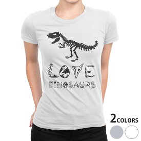 tシャツ レディース 半袖 白地 デザイン S M L XL Tシャツ ティーシャツ T shirt 017554 ダイナソー　 ダイナソー　恐竜　Dinosaur　シルエット　骨