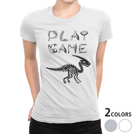 tシャツ レディース 半袖 白地 デザイン S M L XL Tシャツ ティーシャツ T shirt 017569 ダイナソー ダイナソー　恐竜　Dinosaur