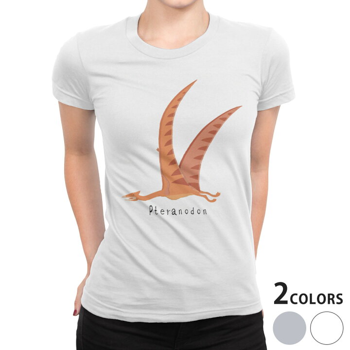 楽天市場 Tシャツ レディース 半袖 白地 デザイン S M L Xl Tシャツ ティーシャツ T Shirt 恐竜 プテラノドン Pteranodon 恐竜 Kabeコレ