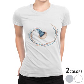 tシャツ レディース 半袖 白地 デザイン S M L XL Tシャツ ティーシャツ T shirt 017849 海の中 Underwater　海月　クラゲ　　海の中