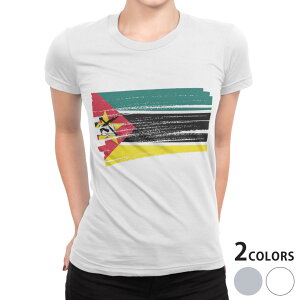 tシャツ レディース 半袖 白地 デザイン M L 白 ホワイト グレー Tシャツ ティーシャツ T shirt 018515 国旗 mozambique モザンビーク