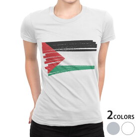 tシャツ レディース 半袖 白地 デザイン S M L XL Tシャツ ティーシャツ T shirt 018532 国旗 palestine パレスチナ