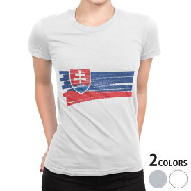 tシャツ レディース 半袖 白地 デザイン S M L XL Tシャツ ティーシャツ T shirt 018559 国旗 slovakia スロバキア