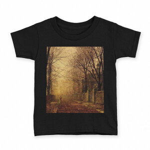 tシャツ キッズ 半袖 黒地 ブラック デザイン 90 100 110 120 130 140 150 160 Tシャツ ティーシャツ T shirt 003224 景色 風景 絵画 イラスト