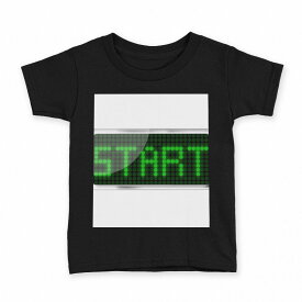 tシャツ キッズ 半袖 黒地 ブラック デザイン 90 100 110 120 130 140 150 Tシャツ ティーシャツ T shirt 006126 デジタル　英語　緑