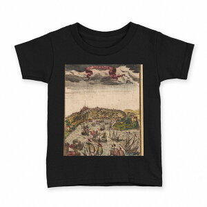 tシャツ キッズ 半袖 黒地 ブラック デザイン 90 100 110 120 130 140 150 160 Tシャツ ティーシャツ T shirt 006195 絵画 イラスト 船