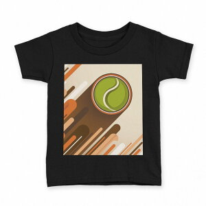 tシャツ キッズ 半袖 黒地 ブラック デザイン 90 100 110 120 130 140 150 160 Tシャツ ティーシャツ T shirt 006205 テニス イラスト