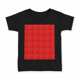 tシャツ キッズ 半袖 黒地 ブラック デザイン 90 100 110 120 130 140 150 Tシャツ ティーシャツ T shirt 007348 レゴ　ブロック　赤　レッド