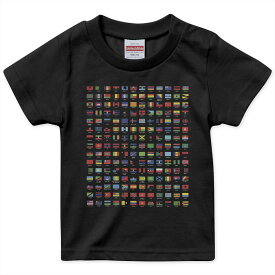 tシャツ キッズ 半袖 黒地 ブラック デザイン 90 100 110 120 130 140 150 160 Tシャツ ティーシャツ T shirt 009360 外国　国旗