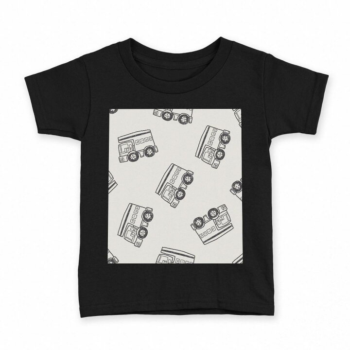 楽天市場 Tシャツ キッズ 半袖 黒地 ブラック デザイン 90 100 110 1 130 140 150 Tシャツ ティーシャツ T Shirt バス 乗り物 イラスト Kabeコレ