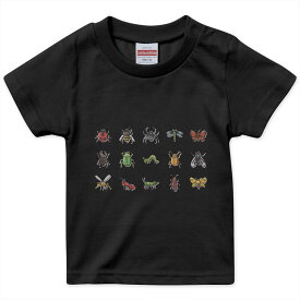 tシャツ キッズ 半袖 黒地 ブラック デザイン 90 100 110 120 130 140 150 160 Tシャツ ティーシャツ T shirt 013485 虫　昆虫　テントウムシ