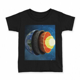 tシャツ キッズ 半袖 黒地 ブラック デザイン 90 100 110 120 130 140 150 Tシャツ ティーシャツ T shirt 015910 太陽系　宇宙　惑星