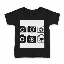 tシャツ キッズ 半袖 黒地 ブラック デザイン 90 100 110 120 130 140 150 Tシャツ ティーシャツ T shirt 016184 カメラ