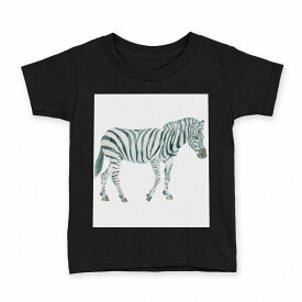 tシャツ キッズ 半袖 黒地 ブラック デザイン 90 100 110 120 130 140 150 Tシャツ ティーシャツ T shirt 017539 アニマル しまうま　zebra　動物