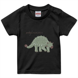 tシャツ キッズ 半袖 黒地 ブラック デザイン 90 100 110 120 130 140 150 160 Tシャツ ティーシャツ T shirt 017564 ダイナソー　 ダイナソー　恐竜　Dinosaur　アンキロサウルス