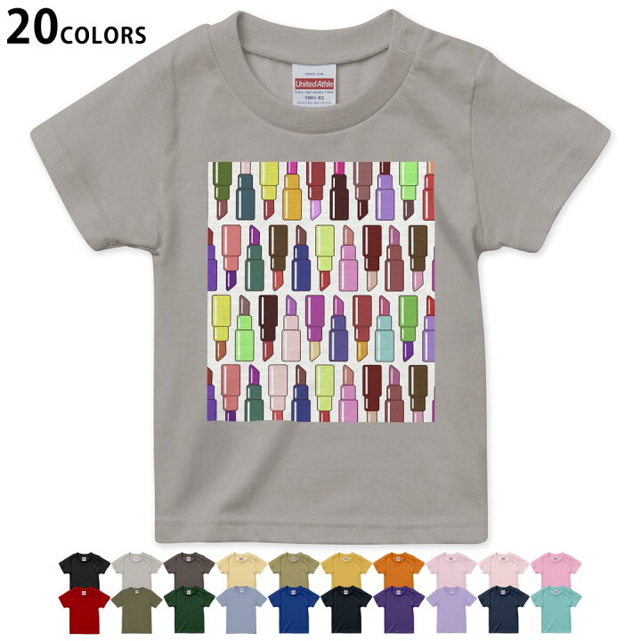 楽天市場 選べるカラー Tシャツ キッズ 半袖 デザイン 90 100 110 1 130 140 150 160 Tシャツ ティーシャツ T Shirt 0073 その他 口紅 カラフル 模様 イラスト Kabeコレ