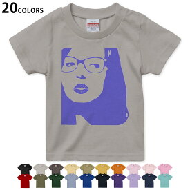 選べる20カラー tシャツ キッズ 半袖 カラー デザイン 90 100 110 120 130 140 150 160 Tシャツ ティーシャツ T shirt　013590 顔　女性　眼鏡