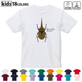ドライTシャツ 吸水 速乾 DRY 選べる18カラー 4サイズ キッズ 半袖 デザインドライTシャツ スポーツ ゆったり デザイン 120サイズ 130サイズ 140サイズ 150サイズ 160サイズ 017772 昆虫　虫　カブトムシ