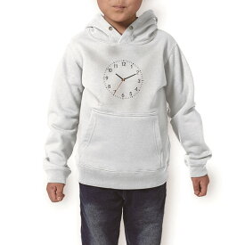 パーカー キッズ ホワイト グレー ブラック デザイン 110 130 150 parker hooded sweatshirt フーディ 白　黒　灰色 子供 男の子 女の子 000271 時計　シンプル