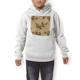 パーカー キッズ ホワイト グレー ブラック デザイン 110 130 150 parker hooded sweatshirt フーディ 白　黒　灰色 子供 男の子 女の子 000727 花　リーフ