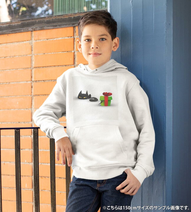 楽天市場 パーカー キッズ ホワイト グレー ブラック デザイン 110 130 150 Parker Hooded Sweatshirt フーディ 白 黒 灰色 子供 男の子 女の子 黒猫 イラスト プレゼント Kabeコレ