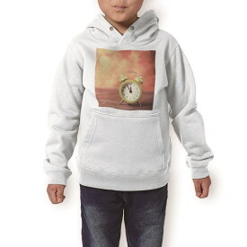 パーカー キッズ ホワイト グレー ブラック デザイン 110 130 150 parker hooded sweatshirt フーディ 白　黒　灰色 子供 男の子 女の子 006444 写真　時計