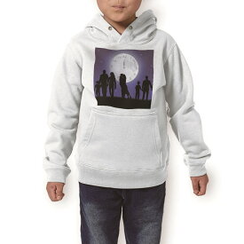 パーカー キッズ ホワイト グレー ブラック デザイン 110 130 150 parker hooded sweatshirt フーディ 白　黒　灰色 子供 男の子 女の子 009238 時計　星　人物