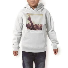 パーカー キッズ ホワイト グレー ブラック デザイン 110 130 150 parker hooded sweatshirt フーディ 白　黒　灰色 子供 男の子 女の子 011442 フェス　音楽　ミュージック