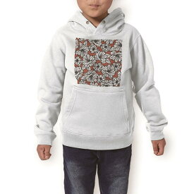 パーカー キッズ ホワイト グレー ブラック デザイン 110 130 150 parker hooded sweatshirt フーディ 白　黒　灰色 子供 男の子 女の子 014632 花　リーフ　トロピカル