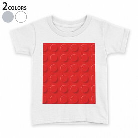 tシャツ キッズ 半袖 白地 デザイン 110 120 130 140 150 Tシャツ ティーシャツ T shirt 007348 レゴ　ブロック　赤　レッド
